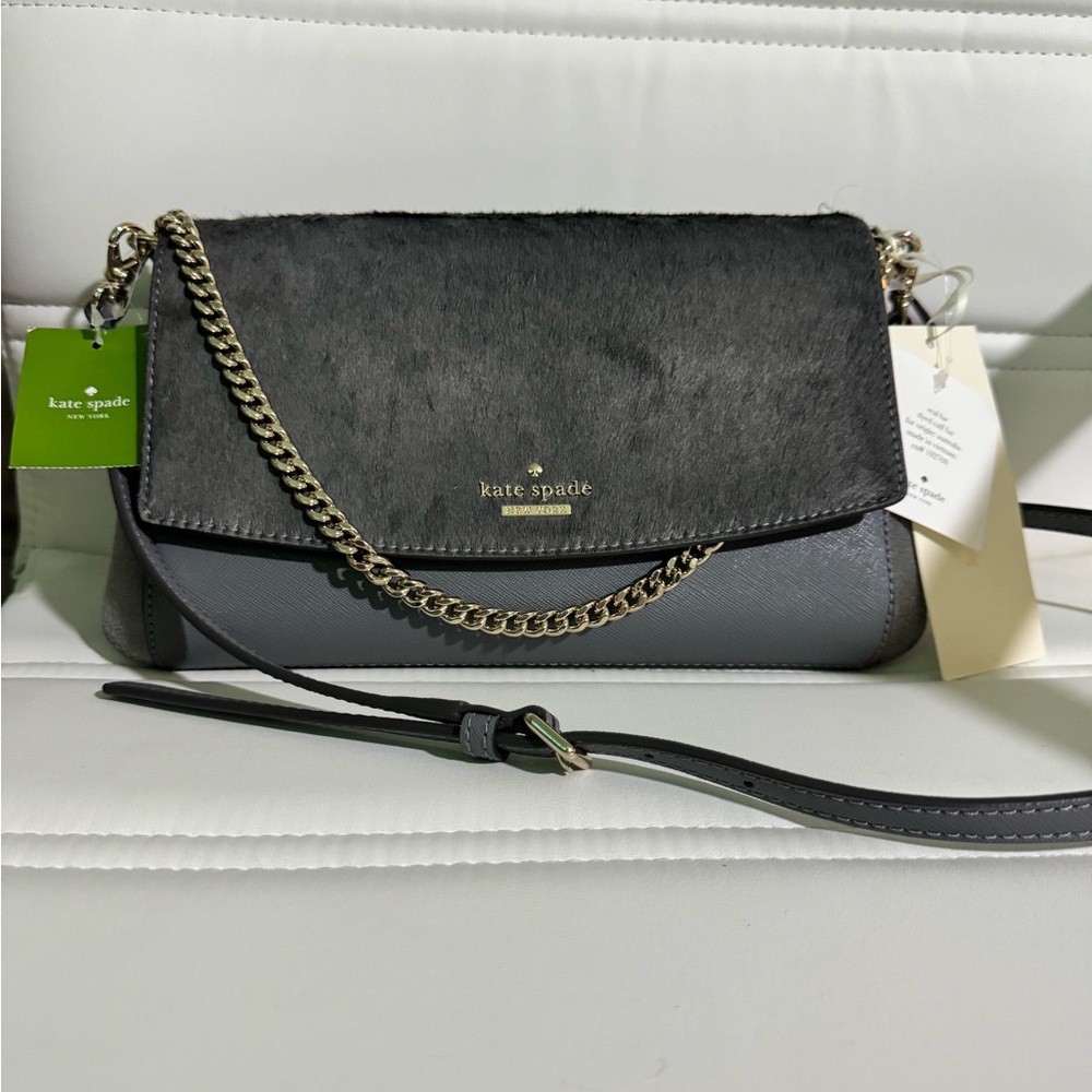 NWT Kate Spade Laurel Way Haircalf Smoky Pearl Crossbody